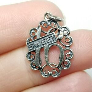 Vintage Beau Sterling Silver Sweet Sixteen 16 Charm Pendant, Signed Birthday